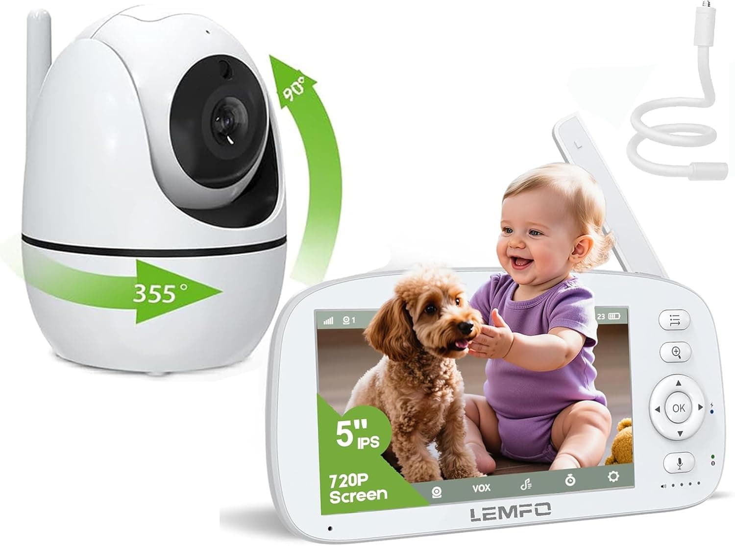 LEMFO Baby Monitor 5.0" IPS, 30h battery 📷