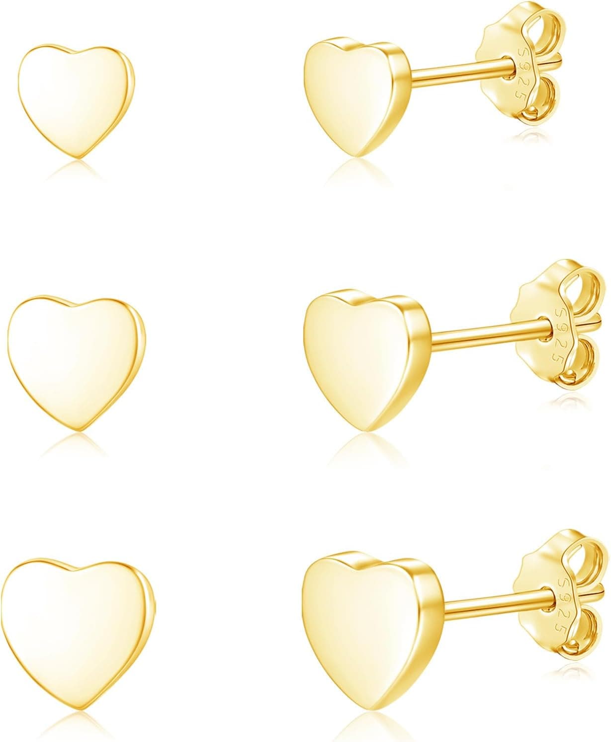 Loutade Silver Disc Stud Earrings 3 Pairs ⌛🎯