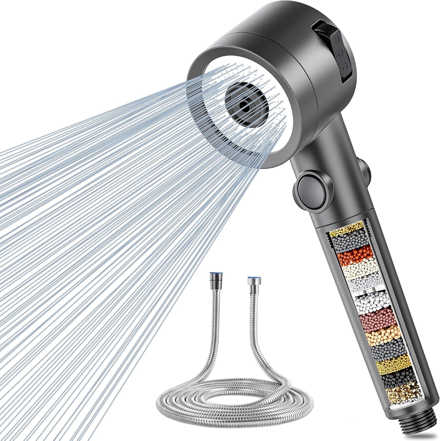 Magichome Filter Shower Head and Hose 1.5M, 20-Layer Filtration Universal Shower Head with 3 Modes, Water Saving High Pressure Hard Water Filter Showerhead for Residual Chlorine Remove
Magichome Filter Shower Head and Hose 1.5M, 20-L…