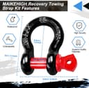 Thumbnail 3 de MAIKEHIGH 10 Ton Tow Rope 5 m with Shackles 🧰