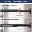 Thumbnail 2 de Matte Black Shower Curtain Pole 84 cm extendable 🚿