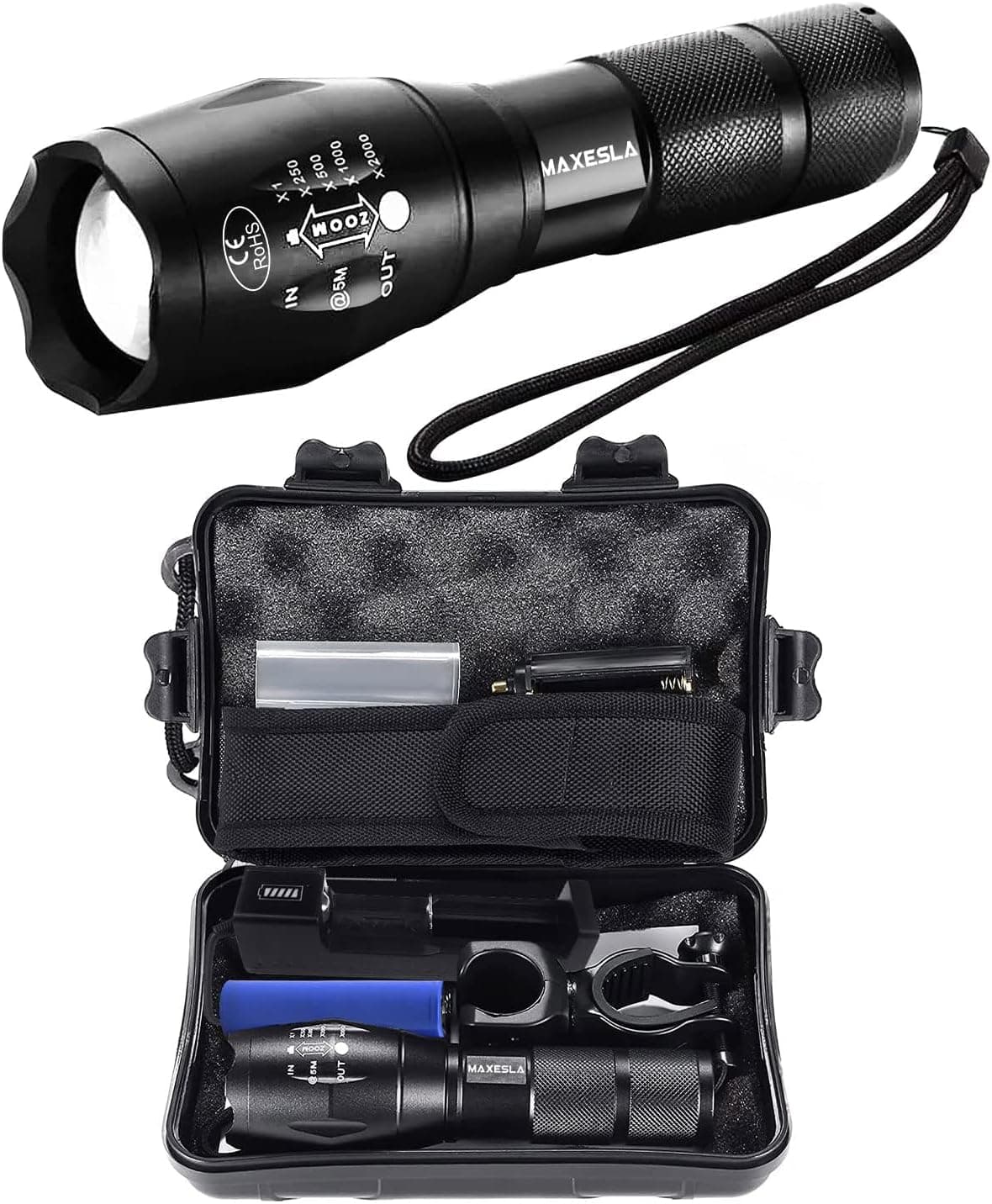 Maxesla Rechargeable LED Torch Set High Lumen IP65 🔦