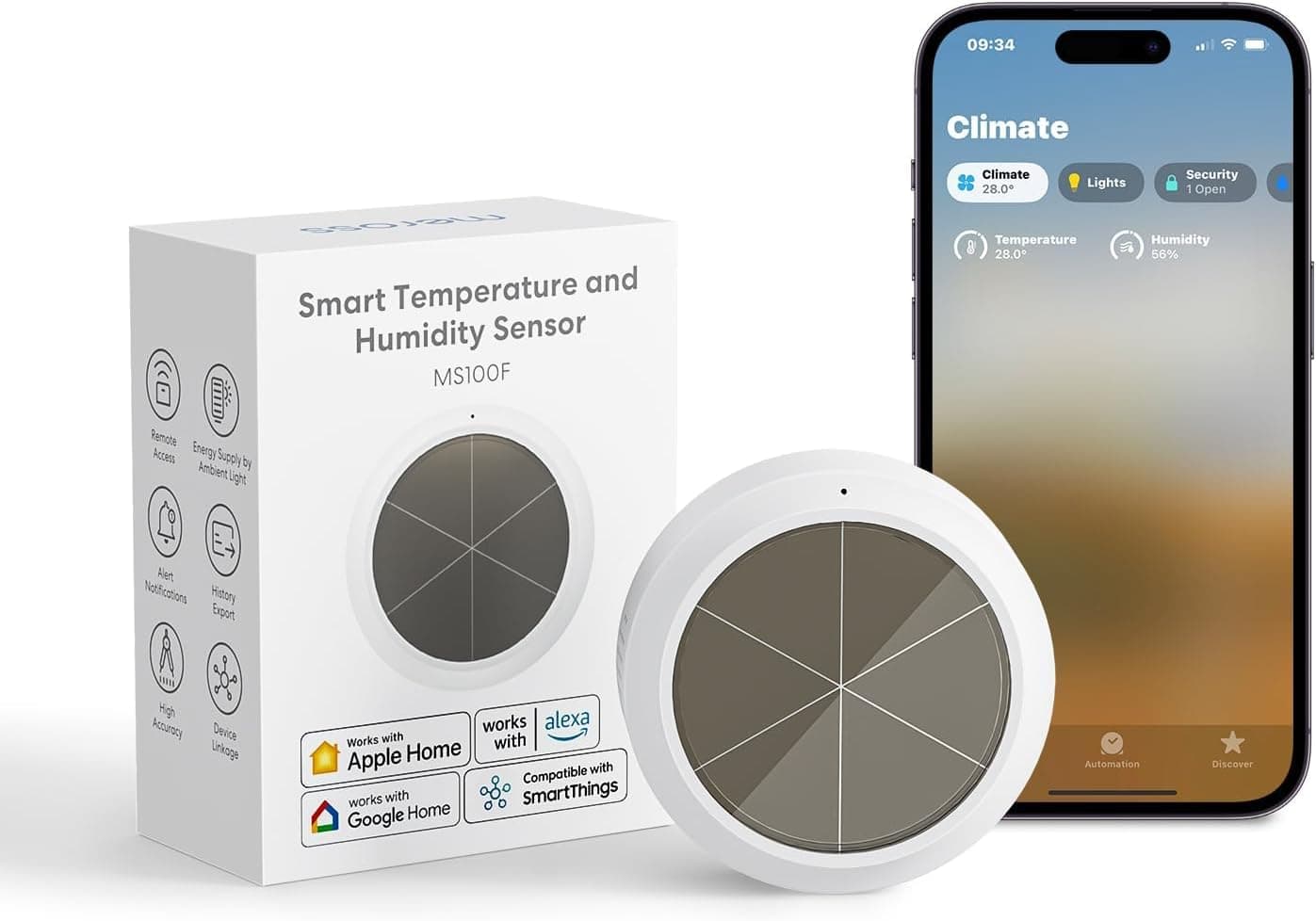 Meross Smart Thermometer Hygrometer with Wi‑Fi Hub Not Included 📱
