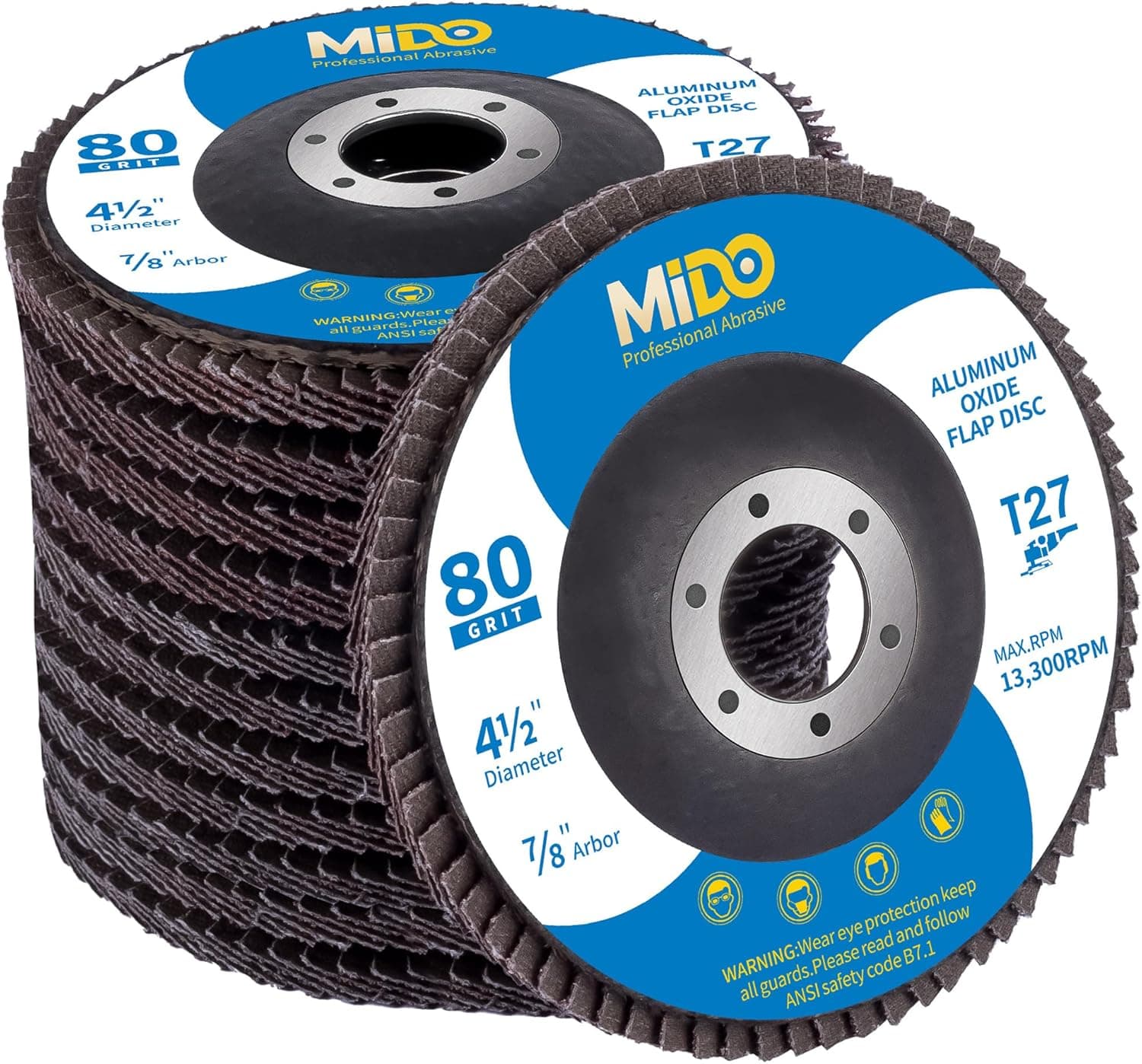 MIDO Professional Abrasive Flap Discs 115mm 12 pcs 80 Grit for Angle Grinder ⌚