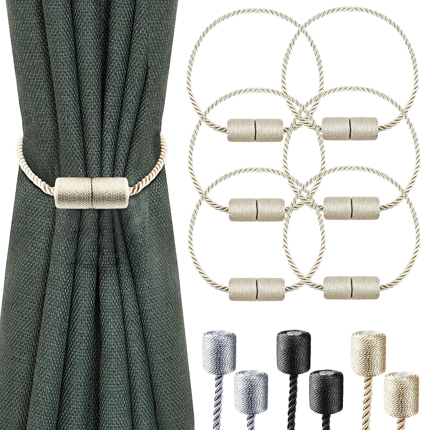Milaloko Magnetic Curtain Tiebacks 6-pack 🪟