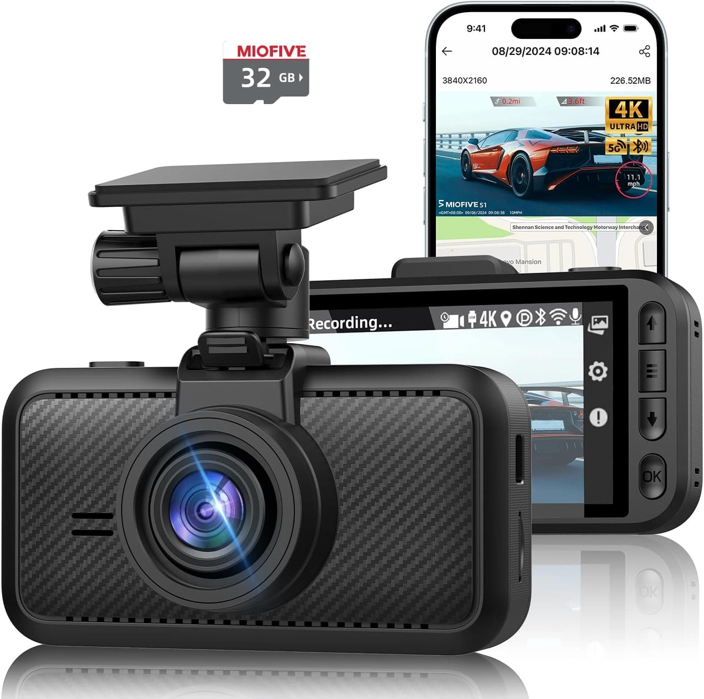 Miofive Car Camera 4K dash cam 3" screen 📷