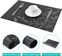 Thumbnail 2 de Miorkly Placemats and Coasters Sets of 6 Weaving Black Leaf ⌚