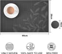 Thumbnail 6 de Miorkly Placemats and Coasters Sets of 6 Weaving Black Leaf ⌚