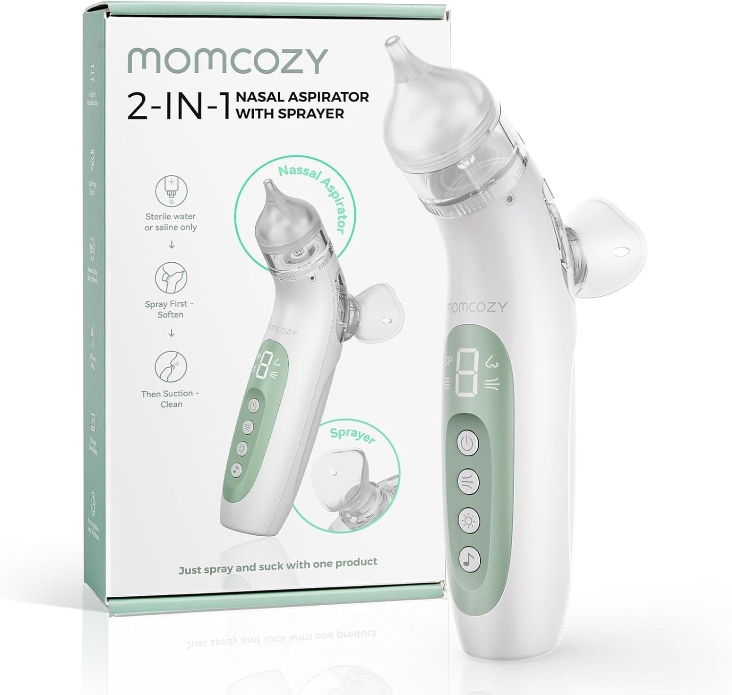 Momcozy BreezyClear 2‑in‑1 nasal aspirator 65 kPa 👶