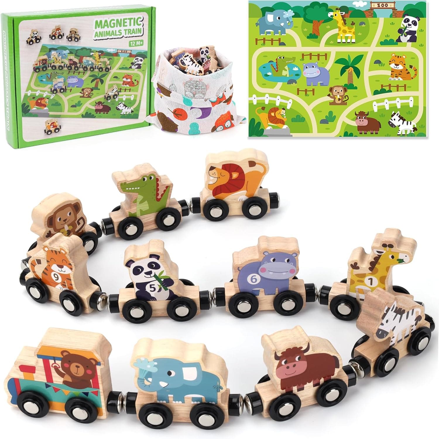 Montessori Magnetic Wooden Train Set for Age 1+ 🚂