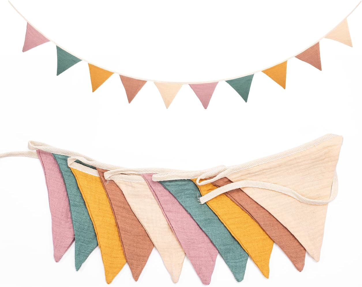 Morandi Beige Fabric Bunting Banner for Nursery 🎉