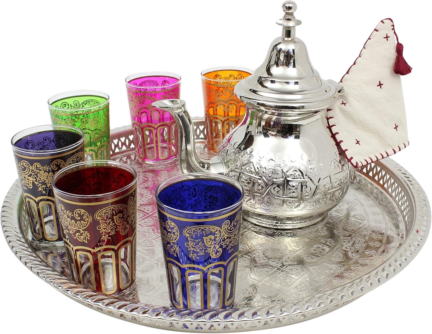 Moroccan Tea Set Engraved Extra Large — 6-piece tea set 🍵