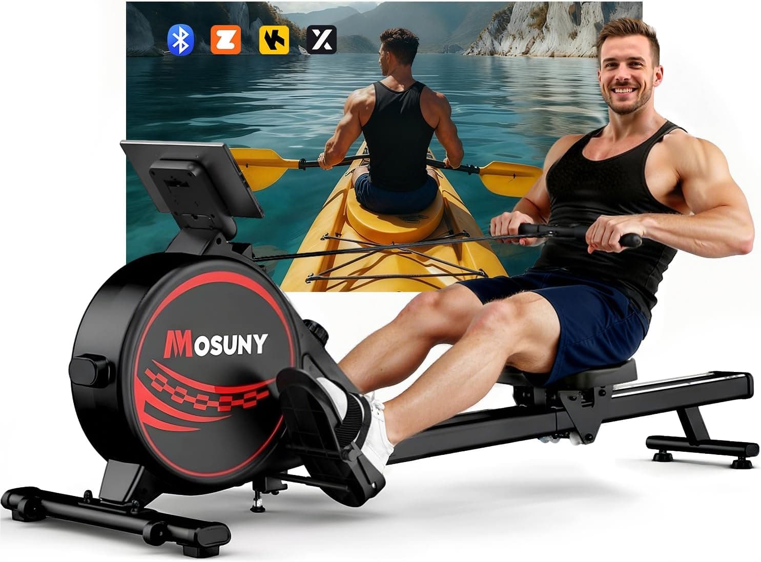 MOSUNY Ultra-Quiet Magnetic Rowing Machine 350LBS Foldable 🚣♀️