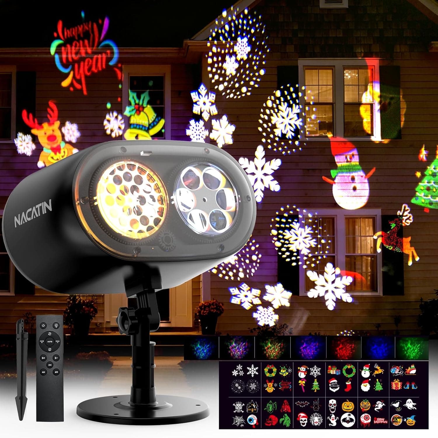 NACATIN 12-pattern Christmas Halloween Projector Lights 🎄