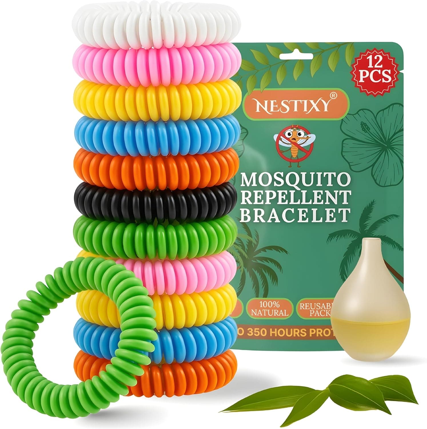 NESTIXY Mosquito Repellent Bracelet 12 pcs, 350 hours 🪷