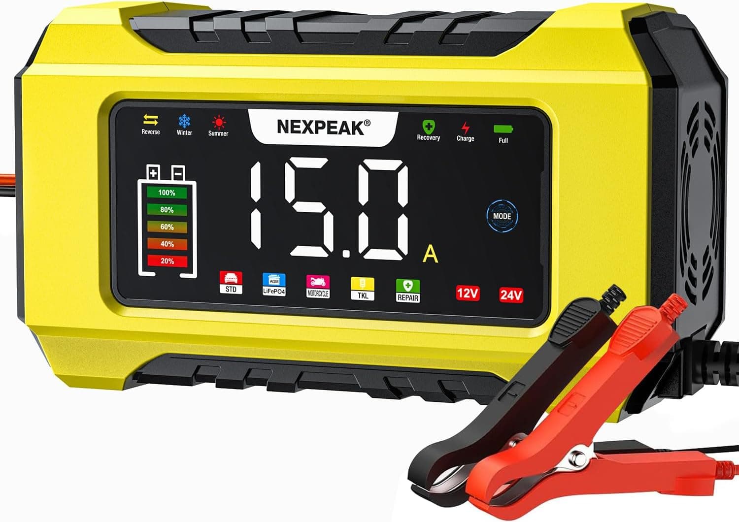 NEXPEAK 15A Smart 12V/24V Battery Charger 🔋