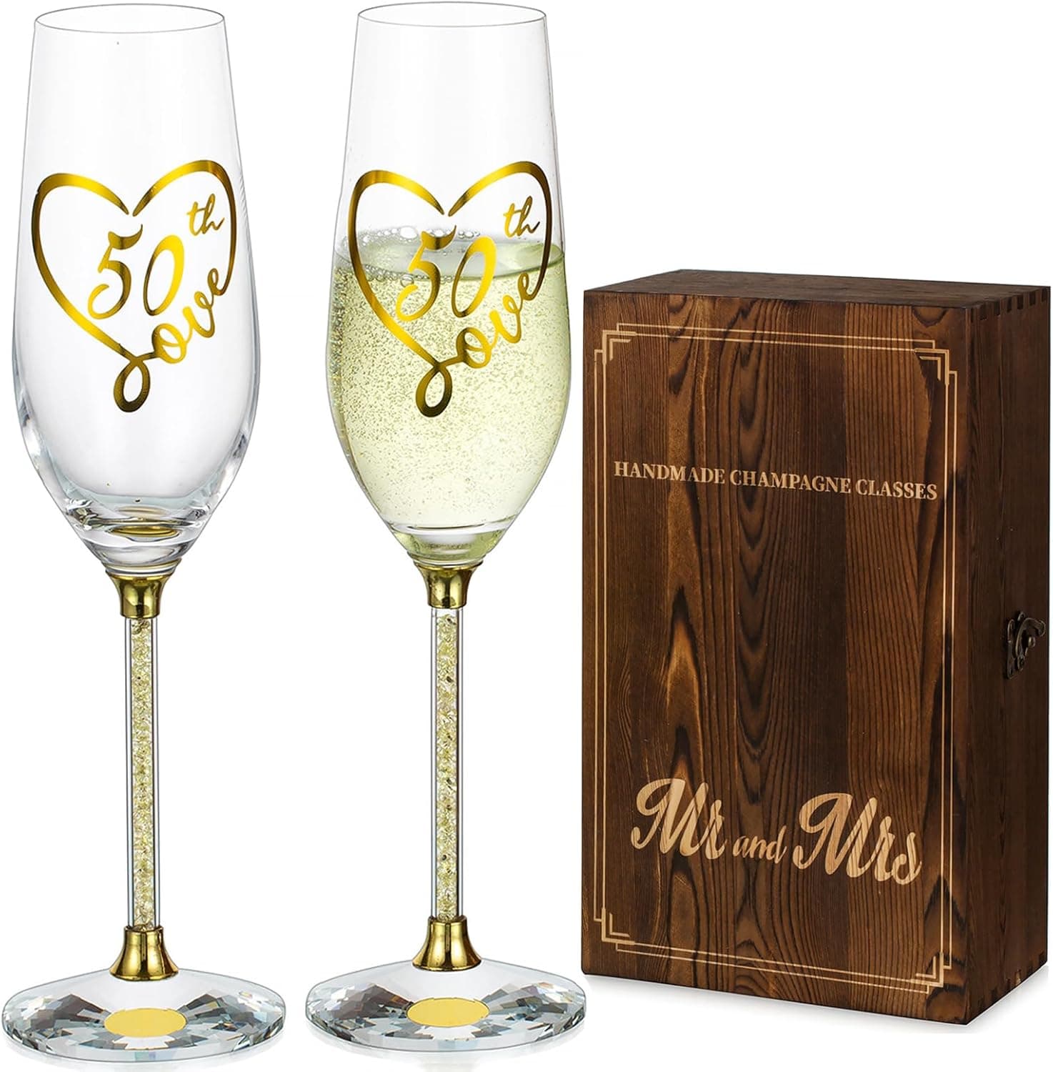 NUPTIO 50th Anniversary Gold Champagne Flutes set 🎁