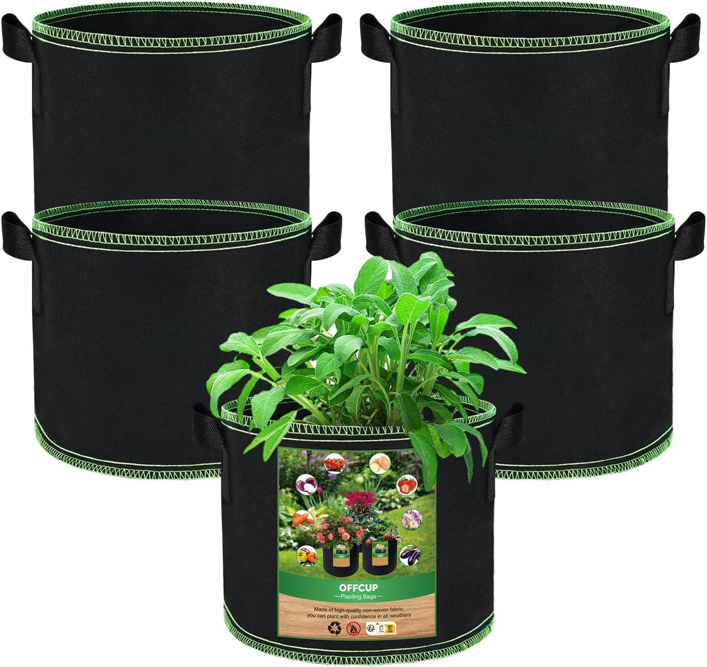 OFFCUP Plant Grow Bags 7 Gallon, 5 Pack 🪴