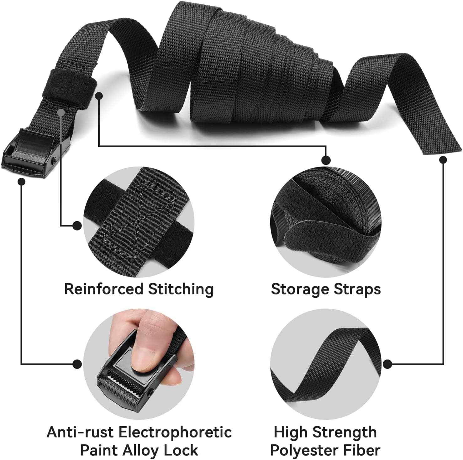 Ohuhu Tie Down Straps 2.5m, 250kg cargo belts 🚚