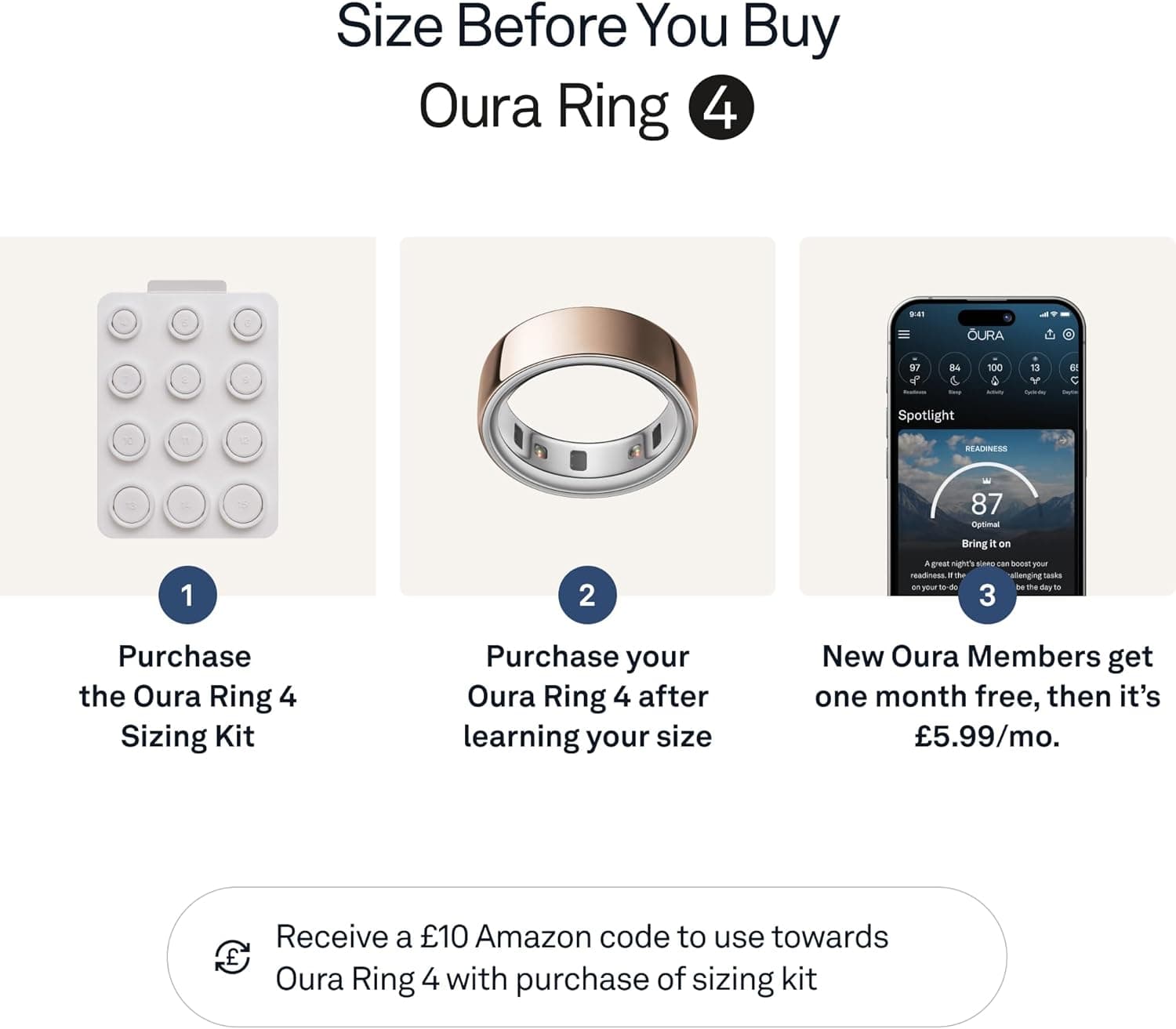 OURA Ring 4 Size 11 smart ring, 8 days battery ⌚