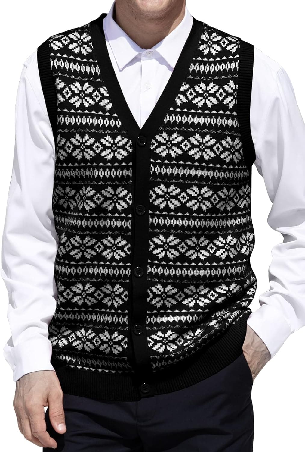 PCEAIIH Men's Knit V‑Neck Sweater Vest with Buttons 🧥