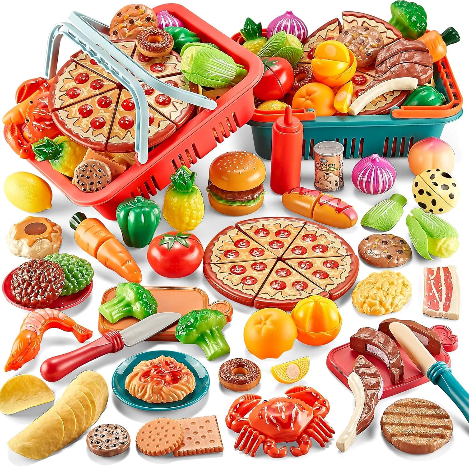 Play Food Sets 80PC pretend kitchen toys 🍽️