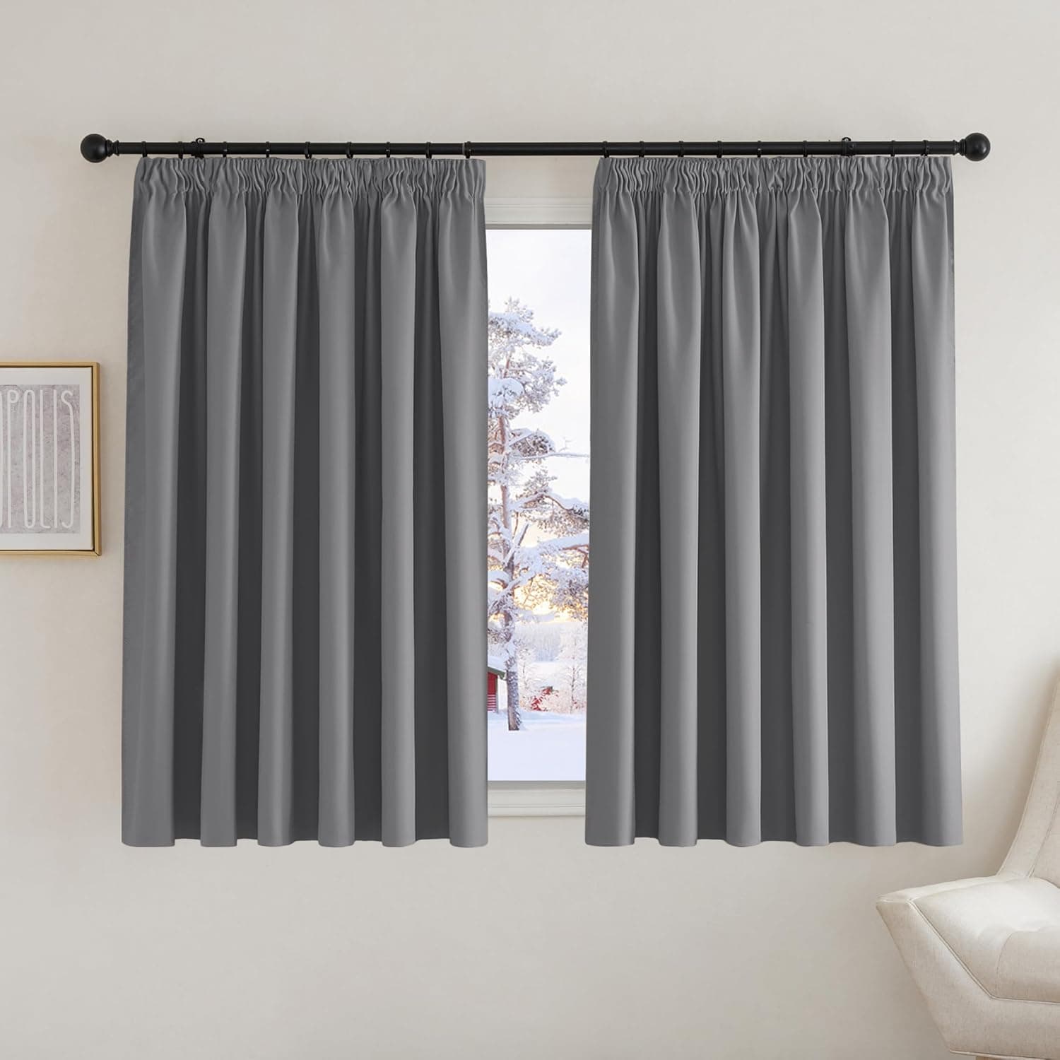 PONY DANCE Pencil Pleat Blackout Curtains 90x54 🏠
