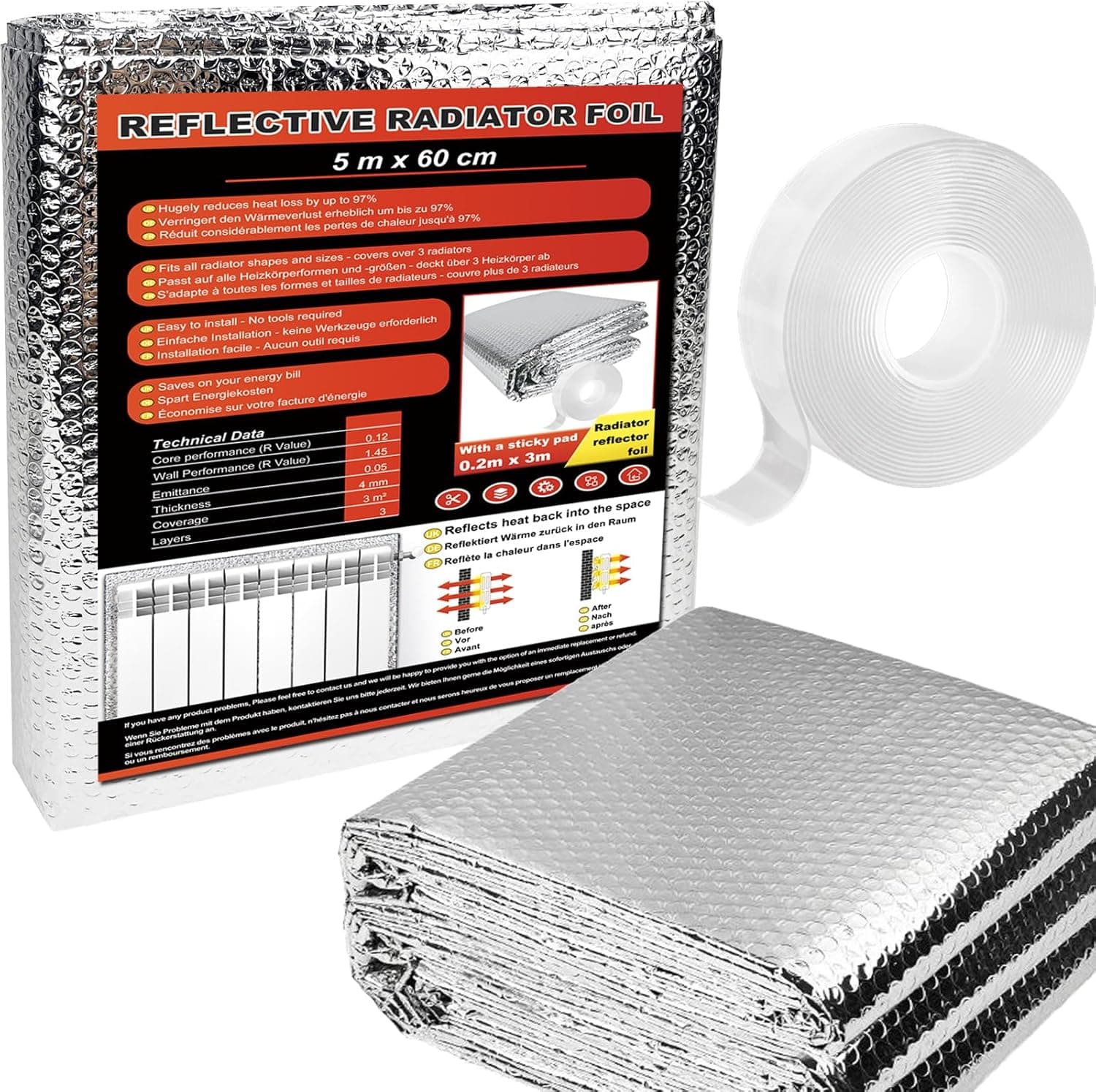Radiator Reflector Panels 5m x 60cm radiator foil 🏠