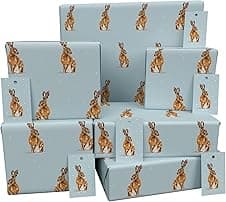 Re-wrapped Luxury ECO Gift Wrap 6 sheets — Winter Brown Hares 🎁