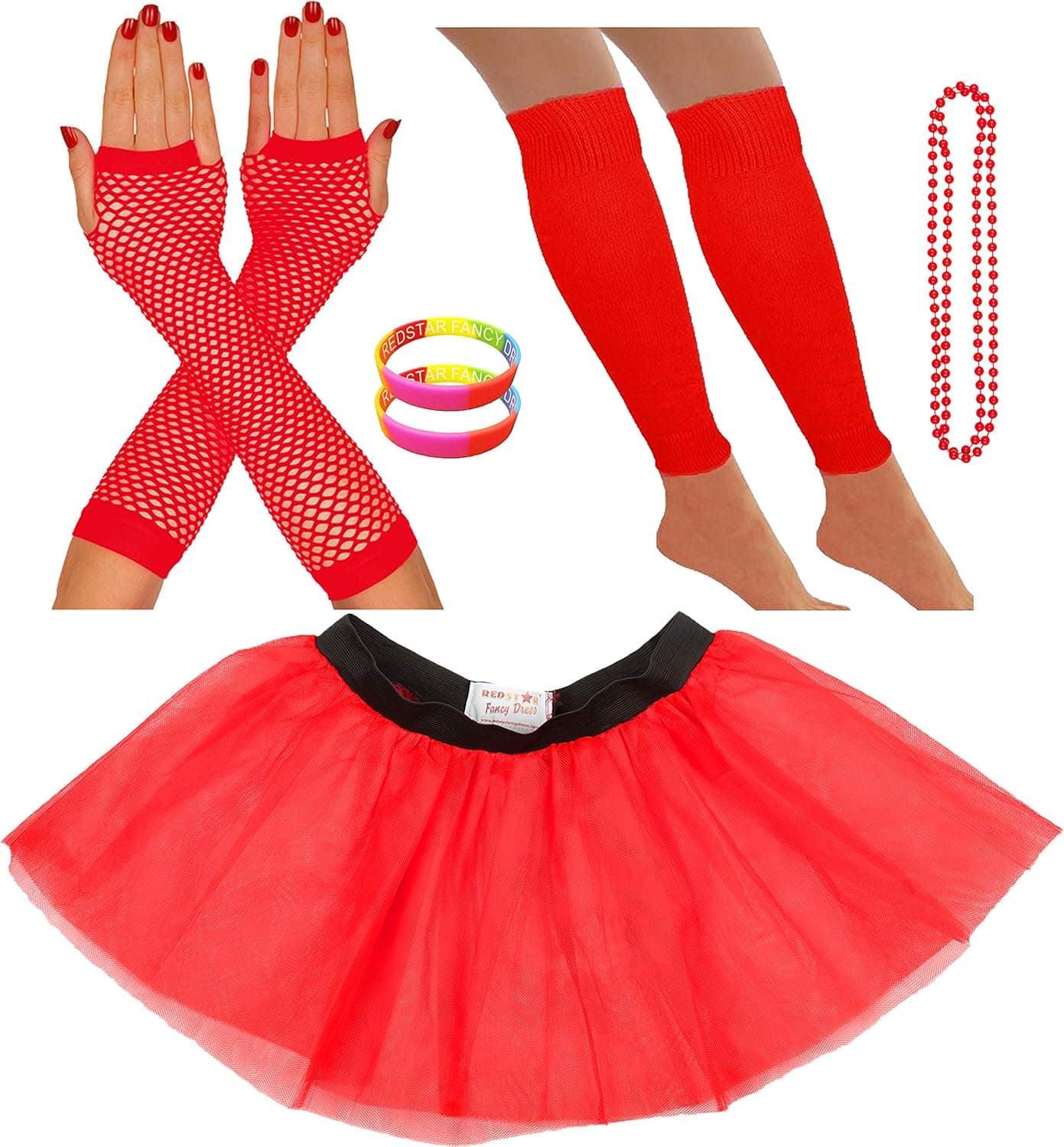 REDSTAR Fancy Dress Neon Tutu Set with Fishnet Gloves 🎭