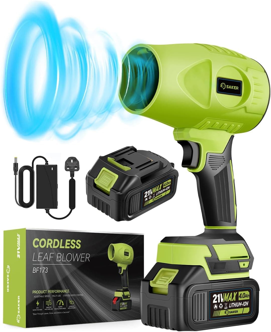 Saker Cordless Leaf Blower 180,000 RPM 🍃