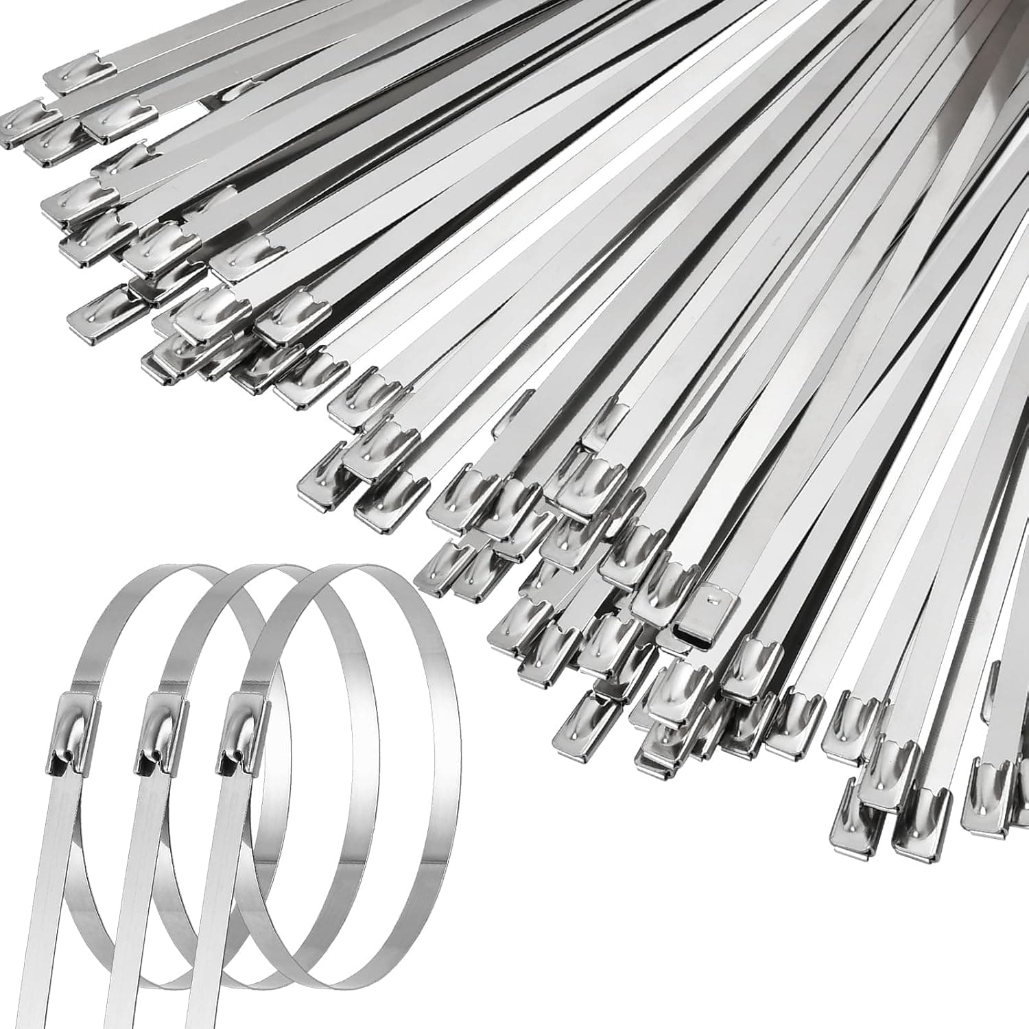 SHOWY SKY 304 Stainless Steel Metal Cable Ties 100 📎