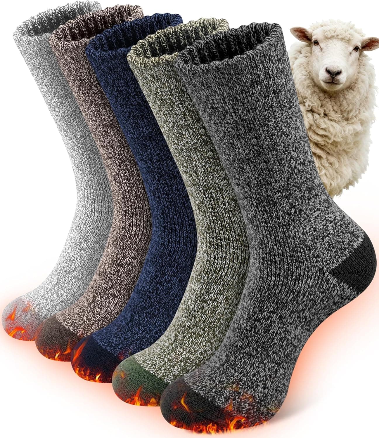 SIHOHAN Merino Wool Socks Mens Thermal Socks 5 Pairs 🧦