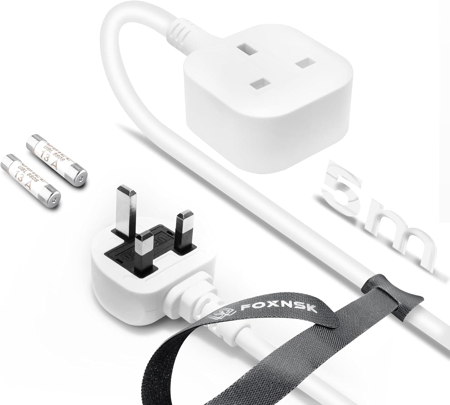 Single Plug Extension Lead 5m surge-protected 13A socket 🔌