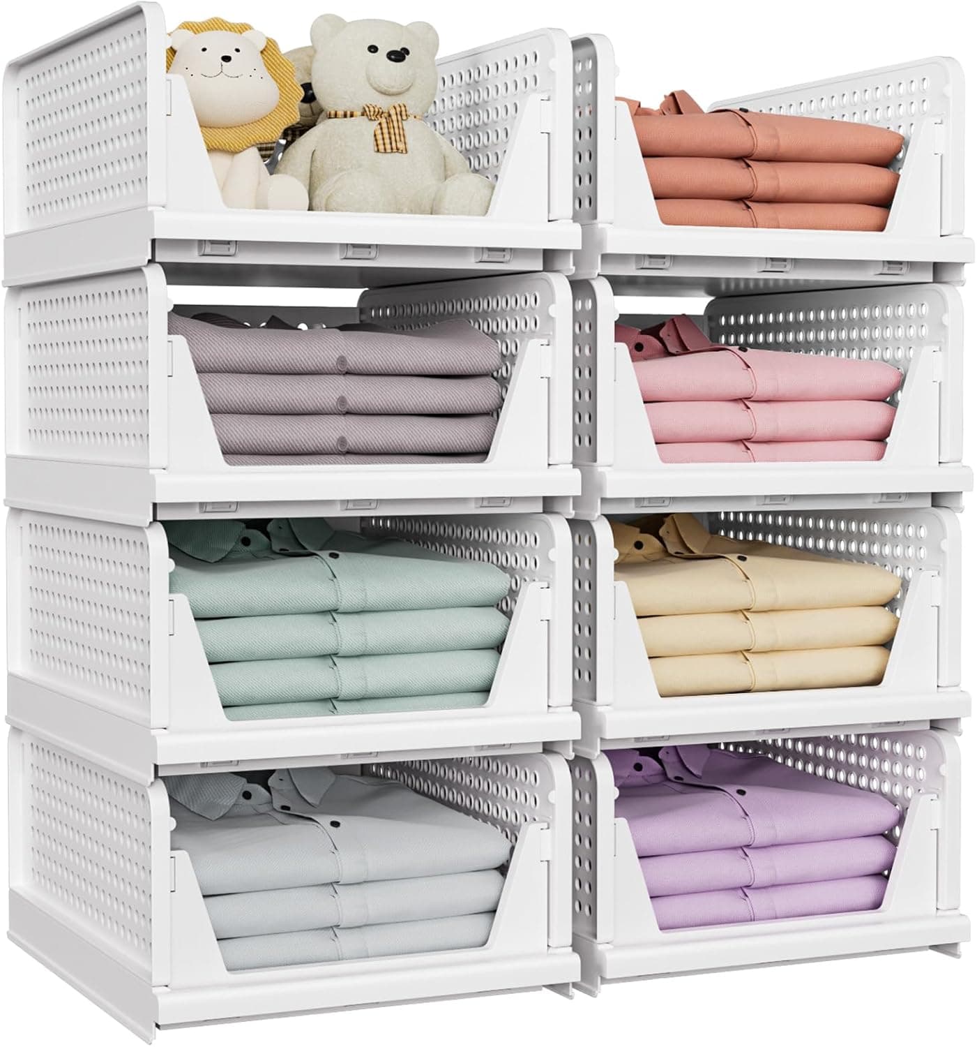 SNSLXH 8 Pack Stackable Storage Boxes for Wardrobe 🧺