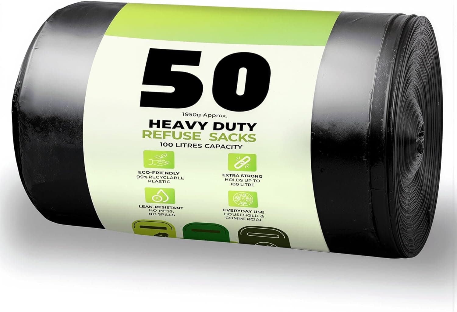 Stick Well 100L Bin Bags 50 Pack, 33µm 🗑️