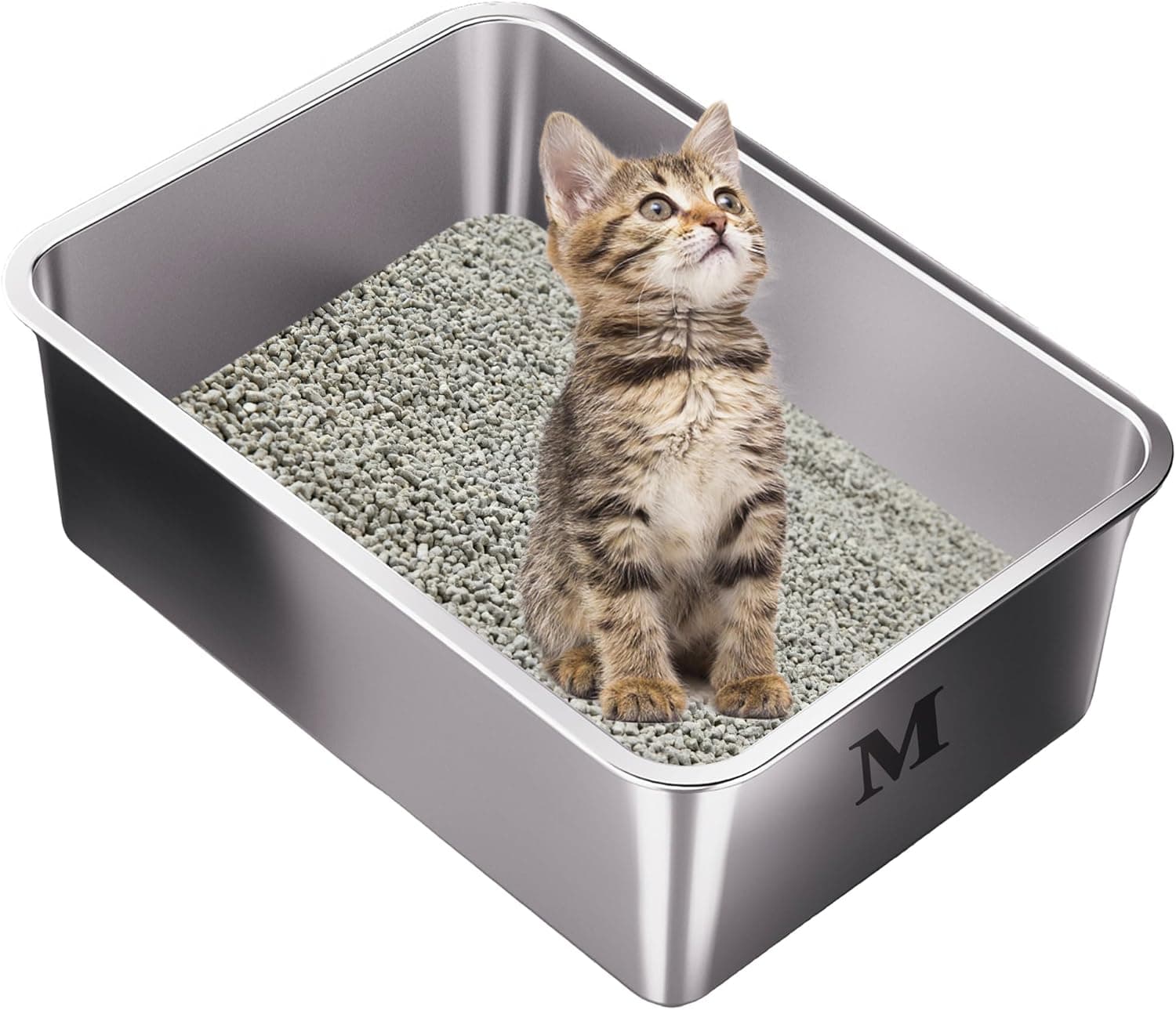 Suhaco Stainless Steel Cat Litter Tray 45 x 35 x 15 cm 📷