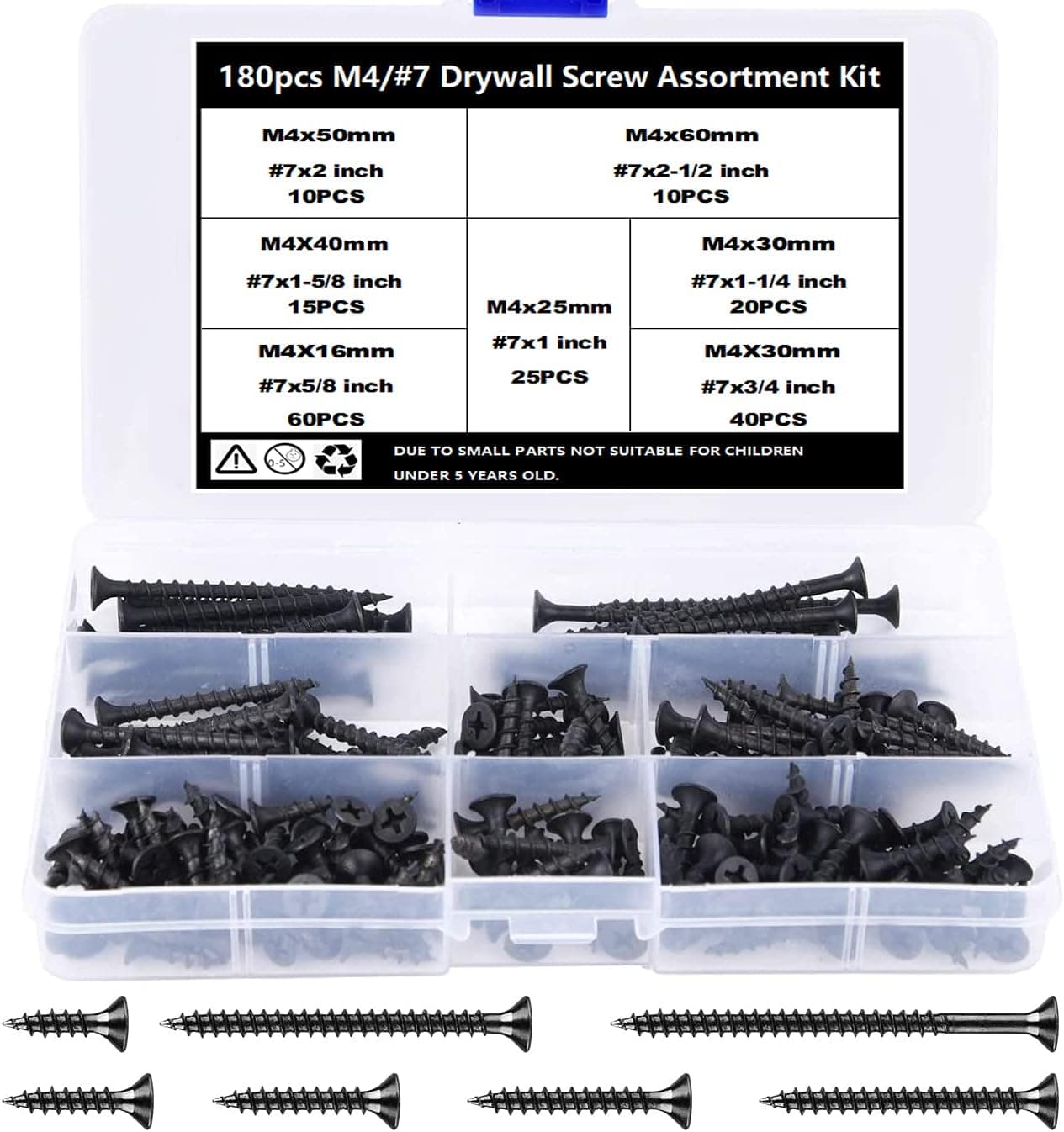TAIANJI 180-piece M4 wood screw assortment 🪛