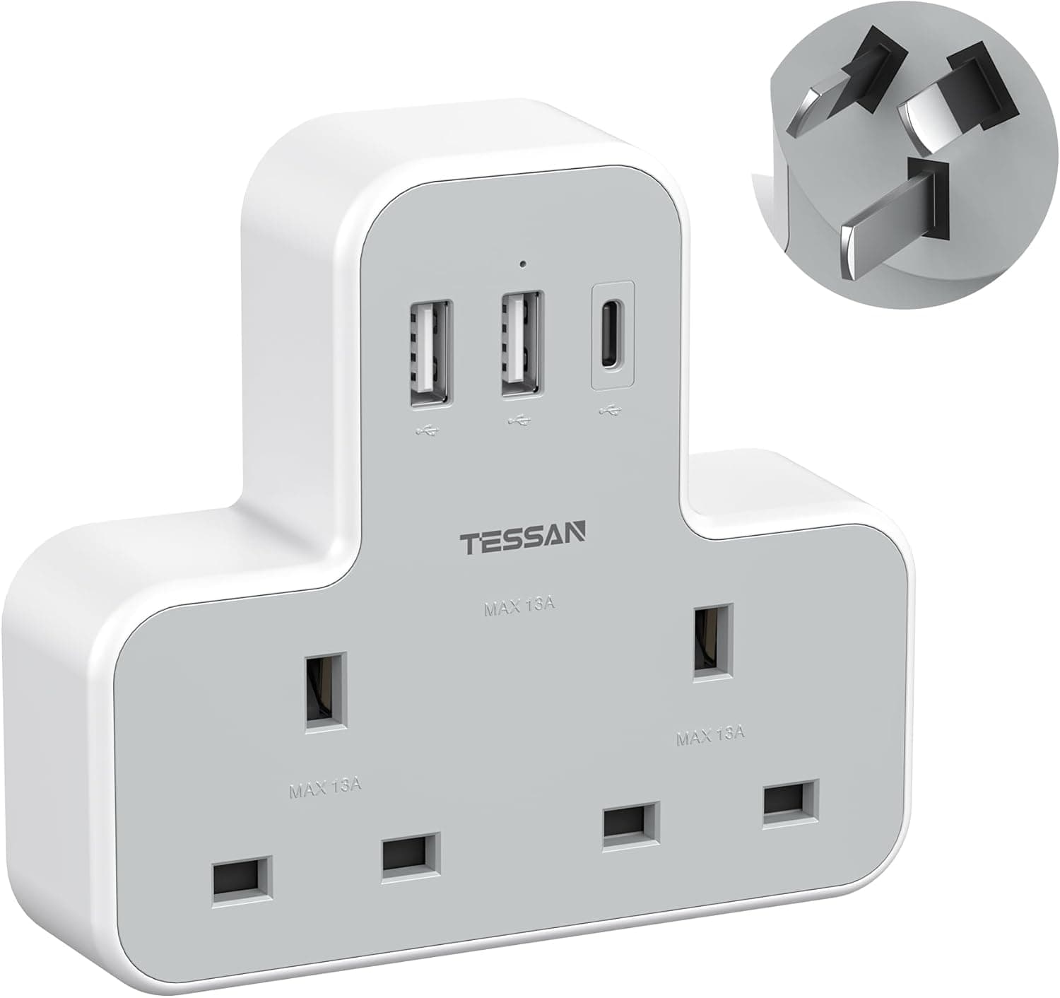 TESSAN UK to Australia Travel Adapter with 3 USB Ports 🔌