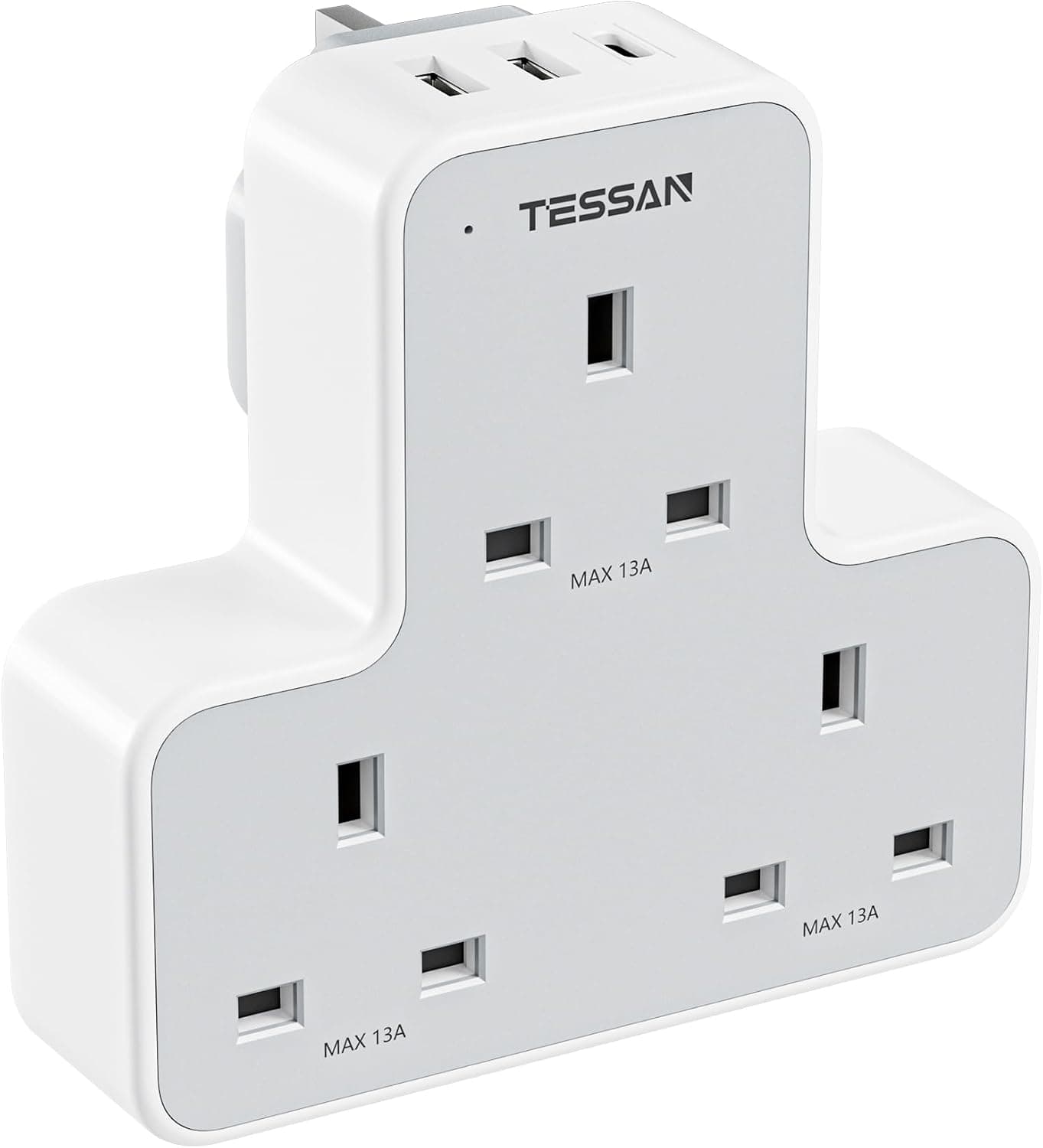 TESSAN 3‑way plug adapter with USB ports 🔌