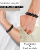 Thumbnail 1 de TOLOWOBK Engraved A–Z Leather Bracelet for Men 🎁