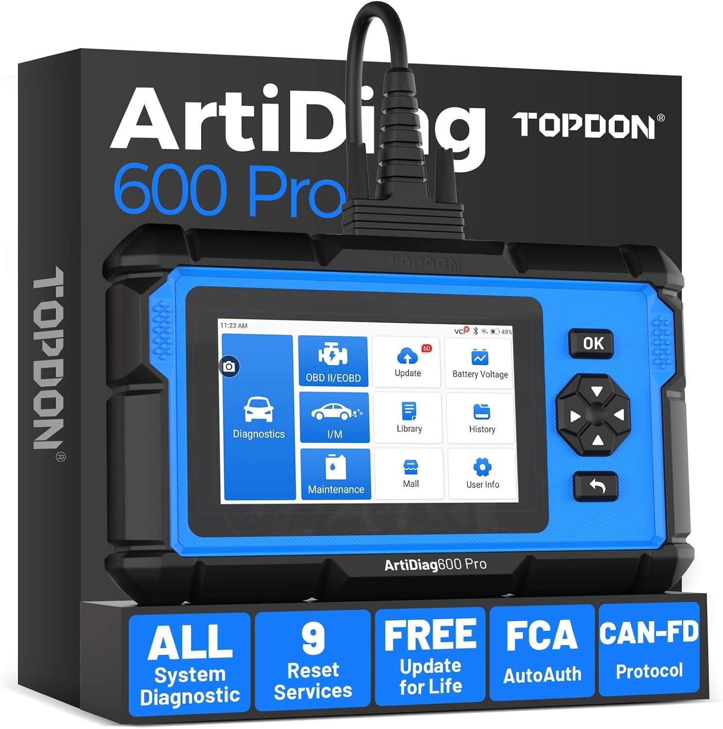 TOPDON ArtiDiag600 Pro OBD2 scanner with 9 services 🎧
