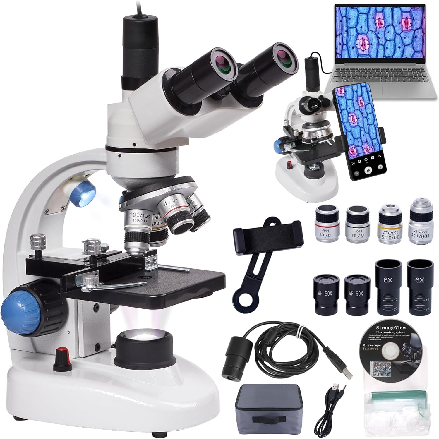 Trinocular Microscope 200X–5000X for Lab Teaching 📷