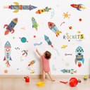 Thumbnail 2 de ufengke Colorful Rockets Wall Stickers Outer Space Decals 🚀