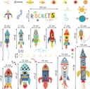 Thumbnail 4 de ufengke Colorful Rockets Wall Stickers Outer Space Decals 🚀