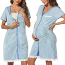 Thumbnail principal de Uniexcosm Maternity Nursing Nightdress Stripe Sleepwear 👚