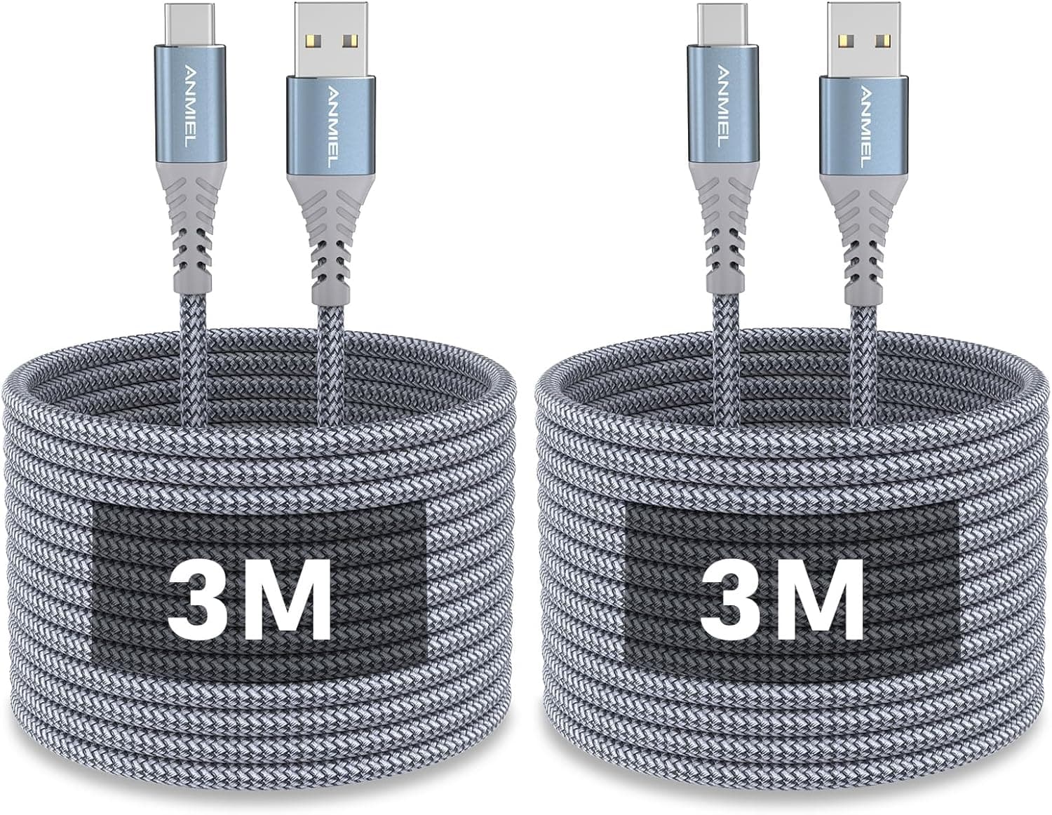 USB C Cable 3M 2‑Pack, 3A Fast Charging 📱