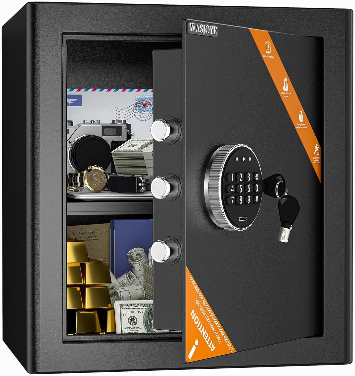 WASJOYE Safe Boxes for Home, Digital Electronic Security Keypad Large Safes, Cabinet Safe with Key Lock for Home Hotel Business Office Money Gun Jewelry Passport, 42L
WASJOYE Safe Boxes for Home, Digital Electronic S…