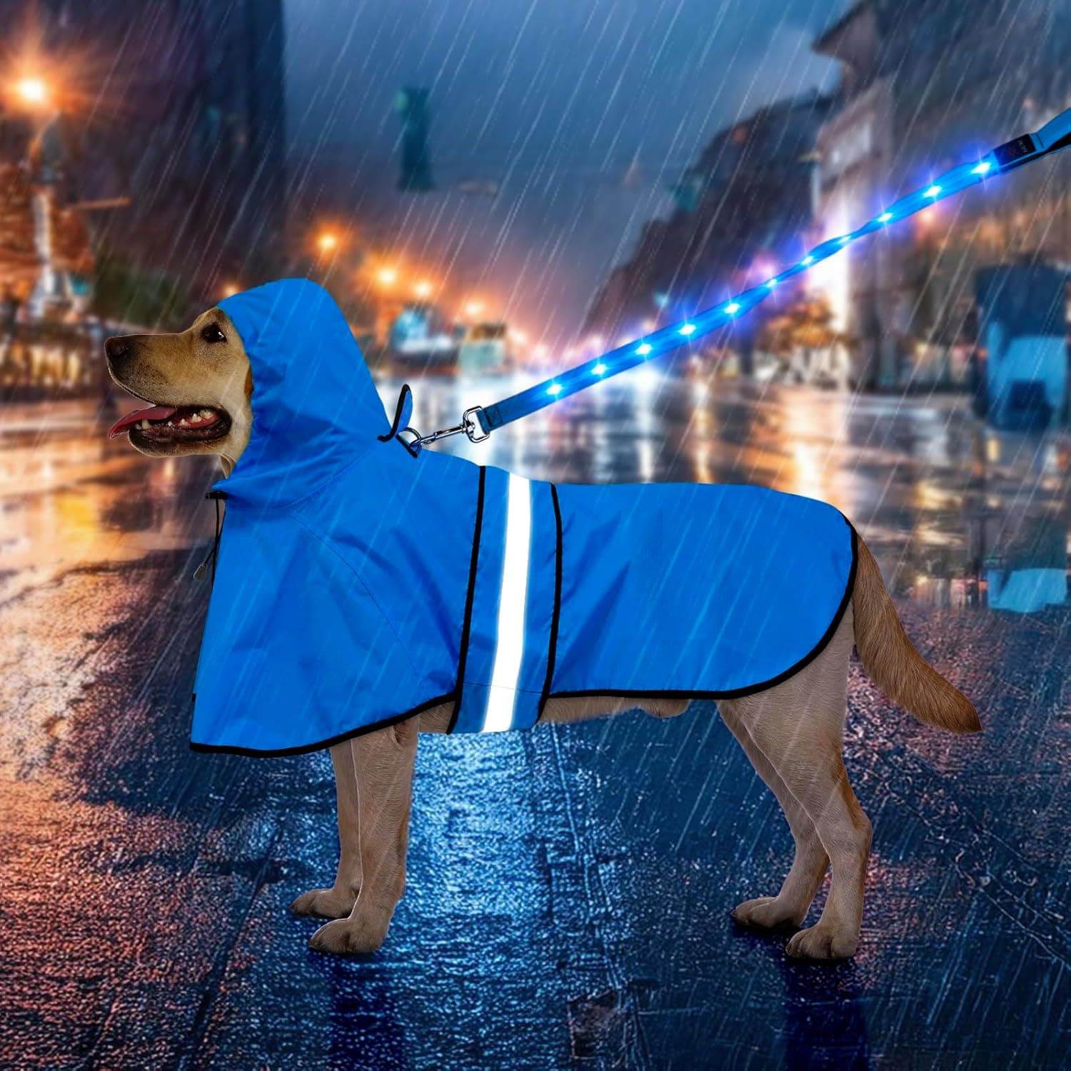 Weesiber Dog Raincoat Adjustable Large, Blue 🐶