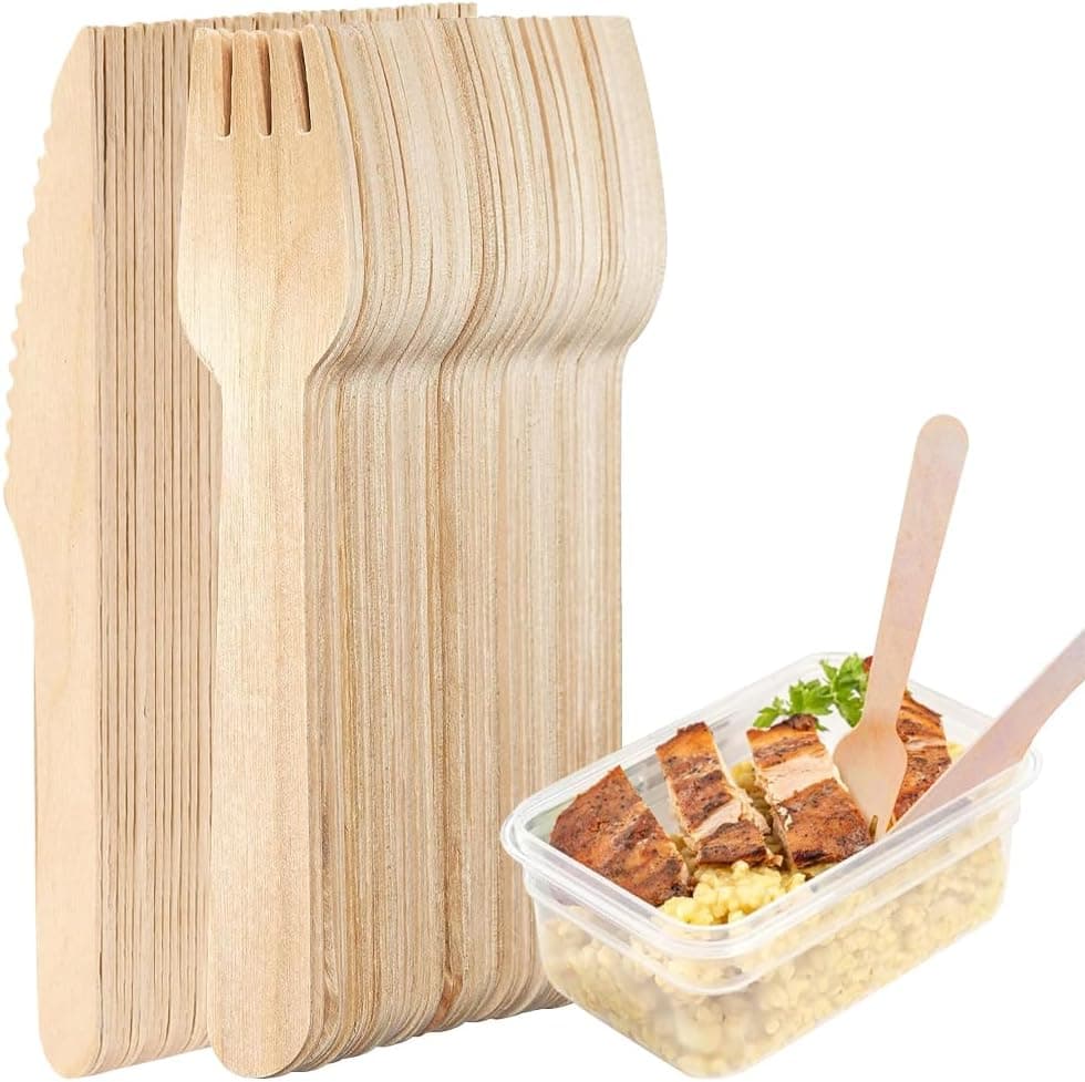 Wooden Cutlery Set 200 biodegradable pieces 🍴